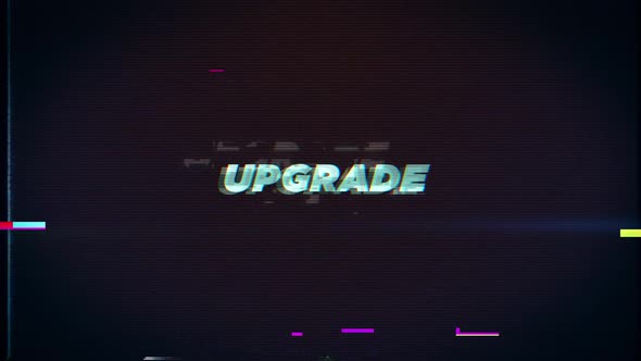 UPGRADE text glitch effects concept for video games screen alt