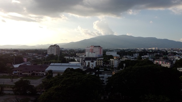 Chiang Mai Thailand at Sunset Aerial alt