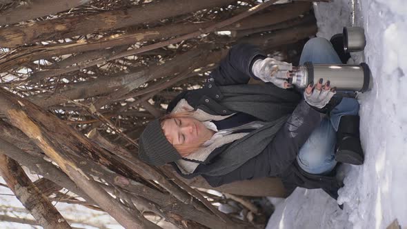 Homeless Person Drinks Hot Tea alt