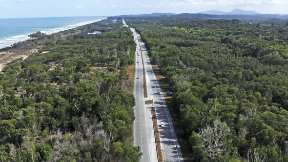 Aerial view of the federal road in the east coast of Malaysia