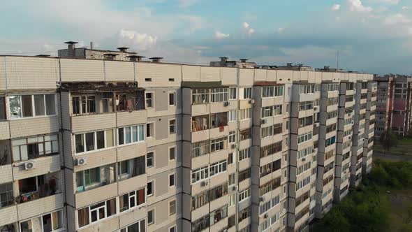 Residential USSR Multistory Building at a Sleeping Area of City, Aerial View alt