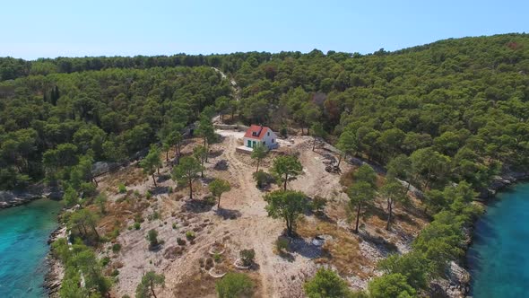 Aerial view of boat in sea alt