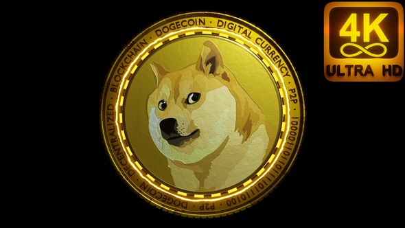 Dogecoin Crypto Peer To Peer Currency Coin Rotating Crypto 3D Nft Alpha Matte Seemless Loop 4K alt