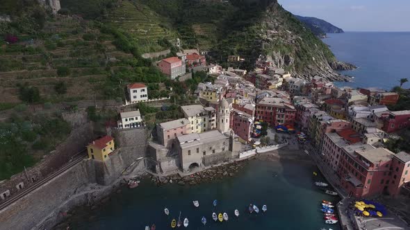 Aerial view of Vernazza, Cinque Terre National Park