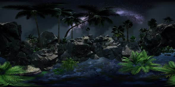 Vr 360 Camera Hyperlapse Star Trails Over Sandstone Canyon Walls and Trees alt