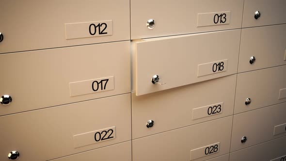 A solid metal lockers are used by the bank to protect and secure the deposit. alt