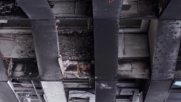 Vertical Video of War in Ukraine  Destroyed House alt