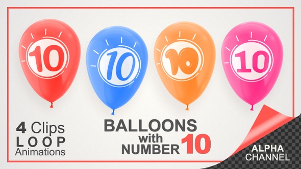 Balloons With Number 10 / Happy Ten Years Old
