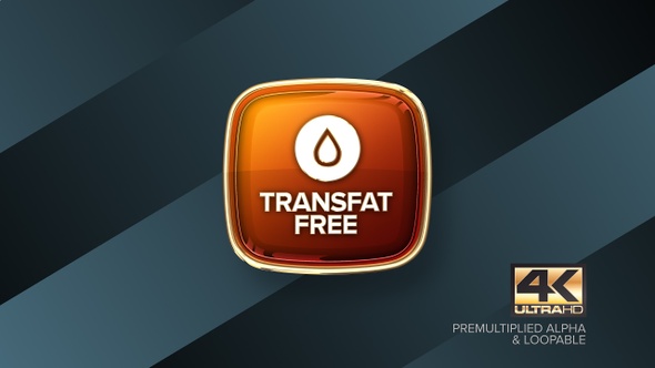 Trans fat Free Rotating Badge 4K Looping Design Element