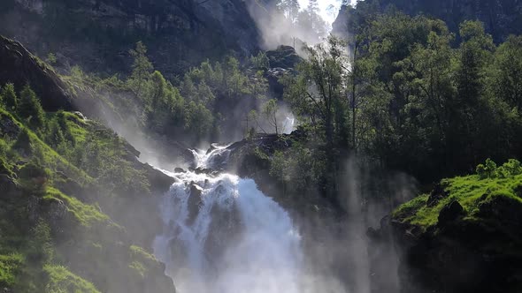 Latefossen Waterfall Odda Norway alt