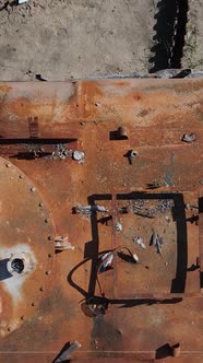 Vertical Video of a Destroyed Military Hardware in Bucha Ukraine alt