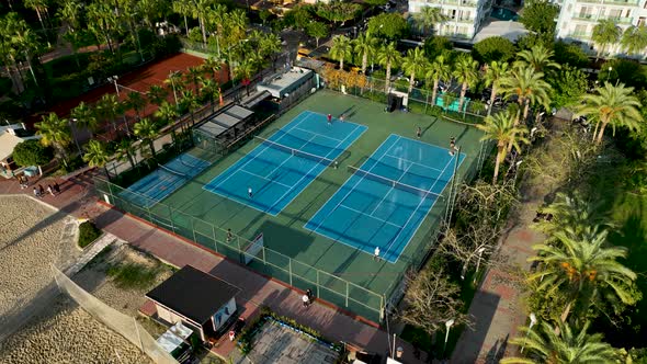 Beach Infrastructure Aerial View 4 k Alanya Turkey alt