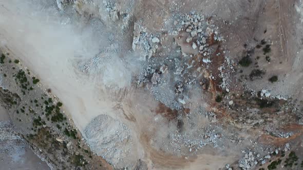 Aerial View of a Gypsum Quarry Mine on the Coast of Crete, Greece