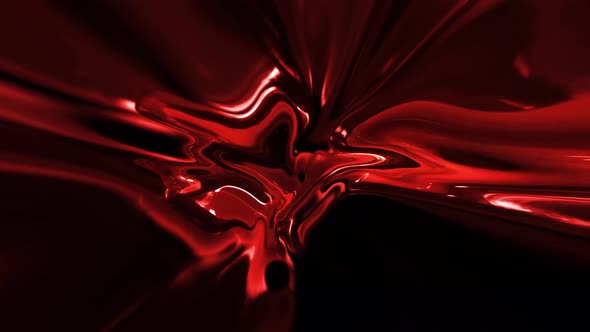 Red Color Abstract Holographic Glossy Liquid Background Animation