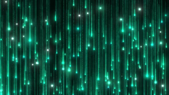 Green glowing particles lines