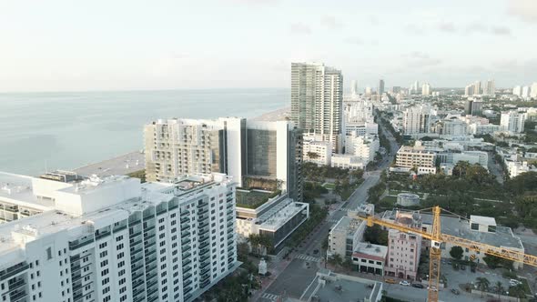 Drone Flight Along Miami Beach alt