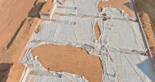 Work with Drainage System Lying Installation of a New PVC Plastic Pipe of the Earth for Pipe Sewer alt