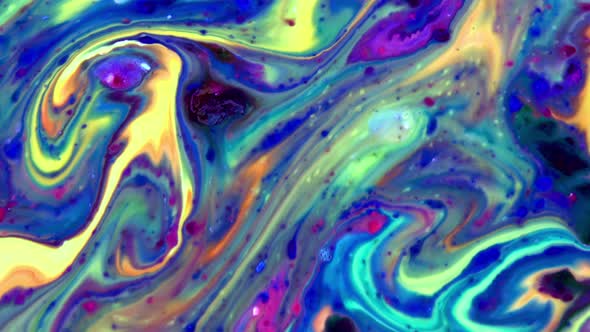Colorful Chaos Ink Spread In Liquid Paint Turbulence Movement 35