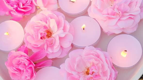 Flower candles.rose candle.Aromatherapy and spa