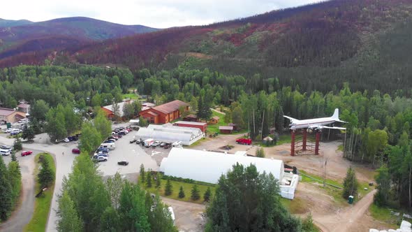 4K Drone Video of Aurora Ice Museum and Everts Air Cargo Plane at Chena Hot Springs Resort near Fair alt