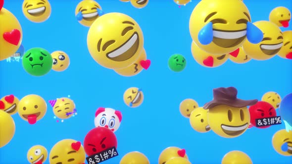 Falling 3 D Emojis Loop Background