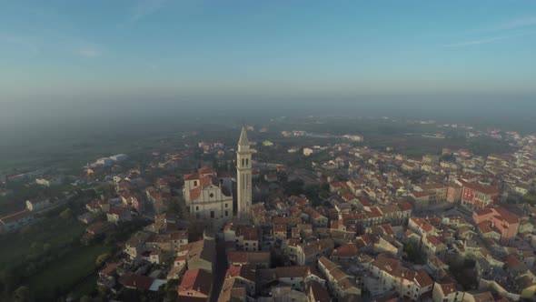 Church of St Blaise aerial shot in the morning alt