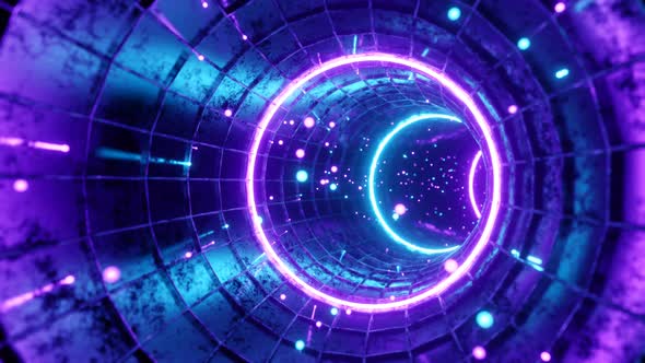 Seamless Loop Motion Graphics Of Flying Into Swirl Circle Digital Tunnel