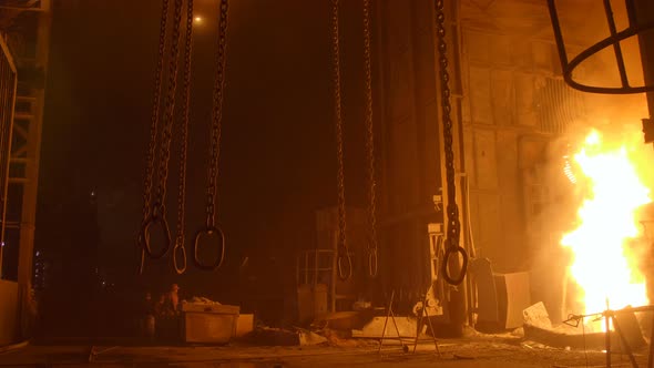 Heavy Lifting Chains By the Blast Furnance at a Metallurgical Plant alt