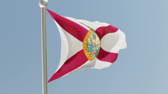 Florida flag on flagpole. alt