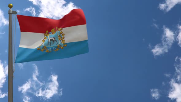 Samara Oblast Flag (Russia) On Flagpole alt