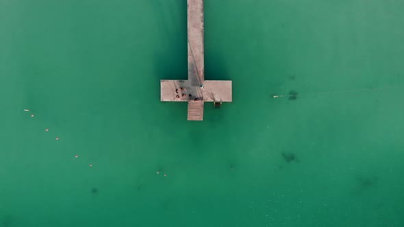 View of a Pier on the Tropical Island Shooting From Air