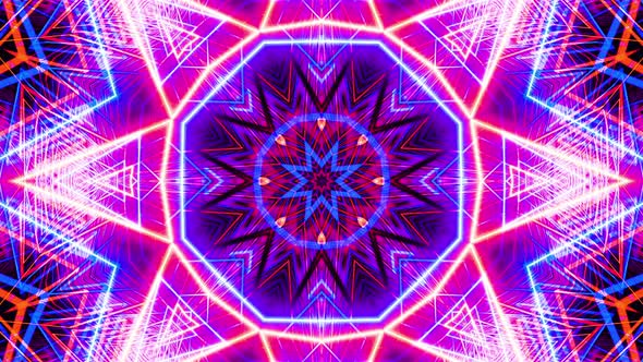 VJ loop neon kaleidoscope. Looping animation.