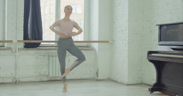 Ballet Dancer Performing Temps Lie Exercise alt