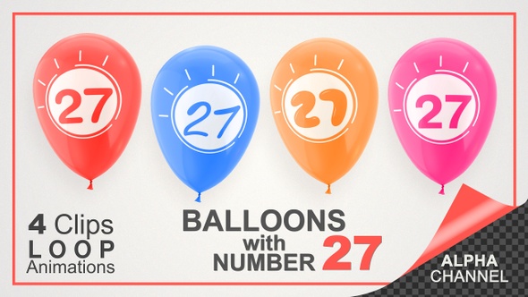 Balloons With Number 27 / Happy Twenty-Seven Years Old