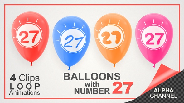 Balloons With Number 27 / Happy Twenty-Seven Years Old alt