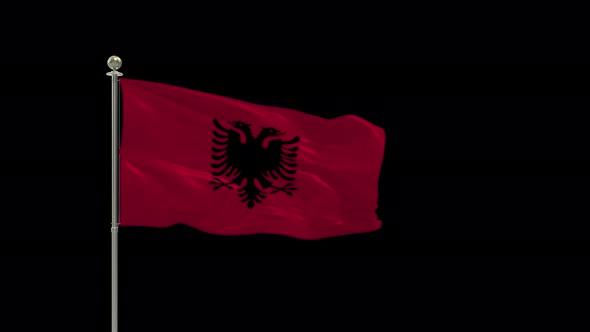 Albania Looping Of The Waving Flag Pole With Alpha alt