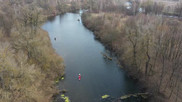 Beautiful 4k aerial video view a trip on kayaks  alt