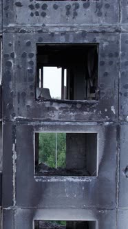 Vertical Video of a Destroyed Residential Building in Ukraine During the War alt