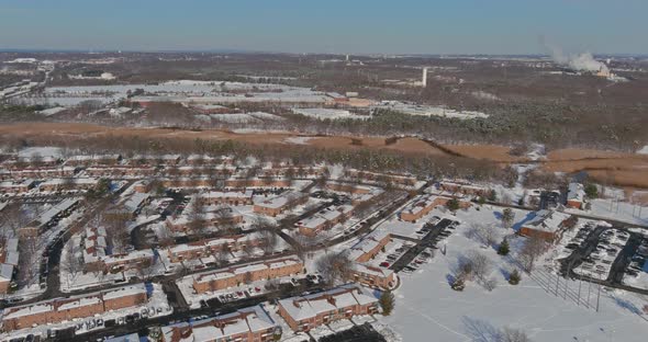 Winter White Landscape Small Town in the Houses Complex Area Covered By Snow alt