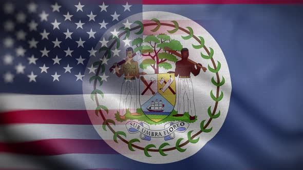 USA Belize Flag Loop Background 4K