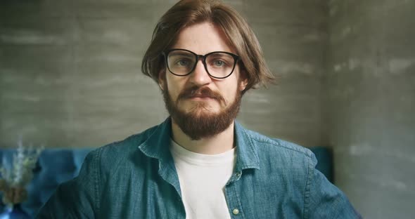 Bearded Man in Eyeglasses Portrait