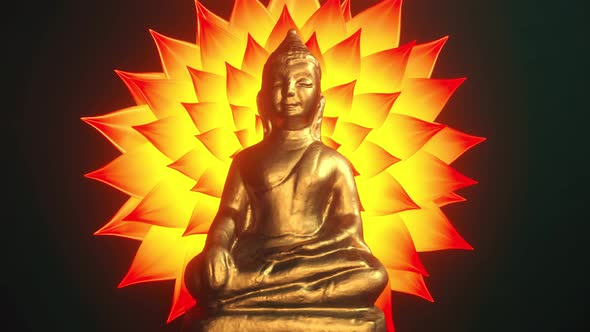 Looped Animation of Buddha Statue with Endless Flower Blooming alt