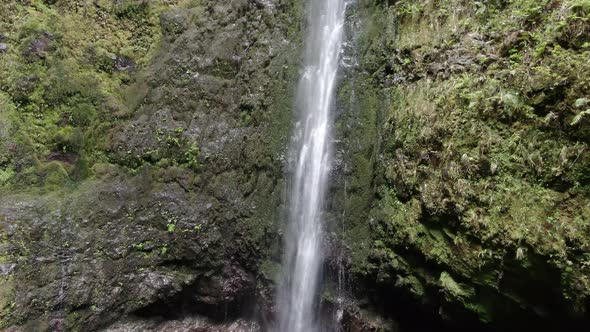 Aerial view of Caldeirao Verde waterfall, Madeira, Portugal alt