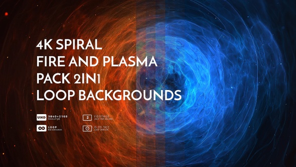 4K Spiral Pack 2in1 Loop Backgrounds Fire And Plasma