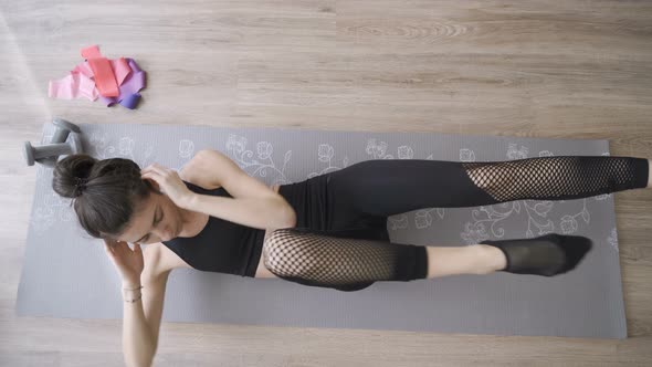 Fit Woman Doing Lower Abs Intense Workout, Cardio Workout alt