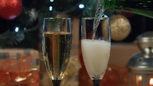 Glasses with champagne for New Year and Christmas (2)