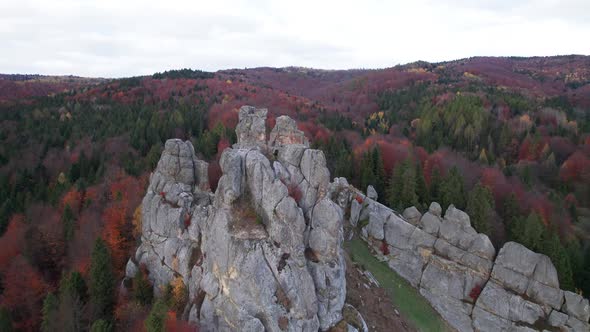 Rock Complex of Tustan is Popular Tourist Landmark in Carpathians Mountains alt