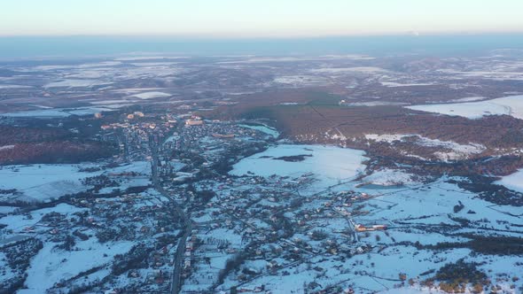 Flight Over Village Dolno Bryastovo In Winter alt