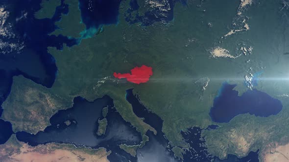Realistic Earth Zoom Red Alert Highlight Country Austria alt