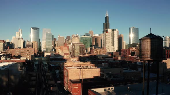 The elevated train moves people around the inner city in Chicago